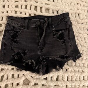 American Eagle Outfitters Black Distressed Jean Short shorts